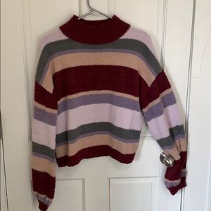 Multicolored mock-neck sweater